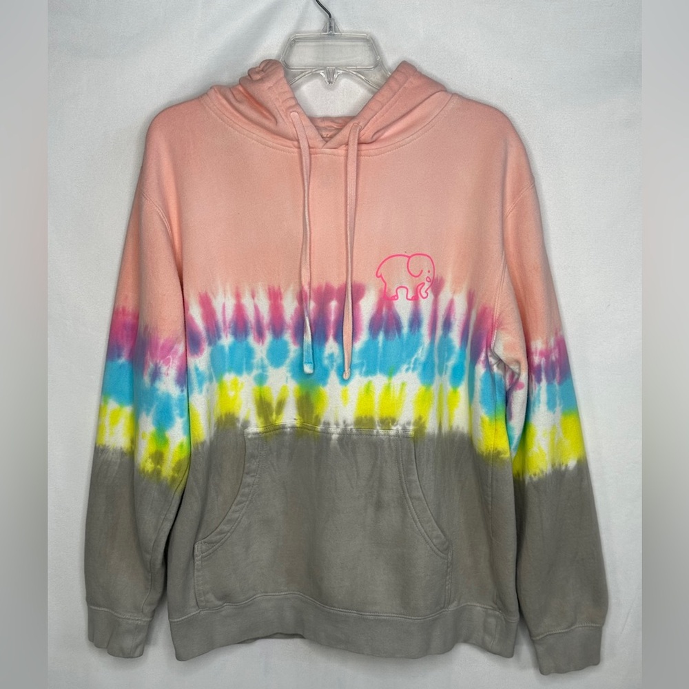 Ivory Ella Heritage Rainbow Burst Tie‎ Dye Sweatshirt Hoodie Elephant Logo Sz M